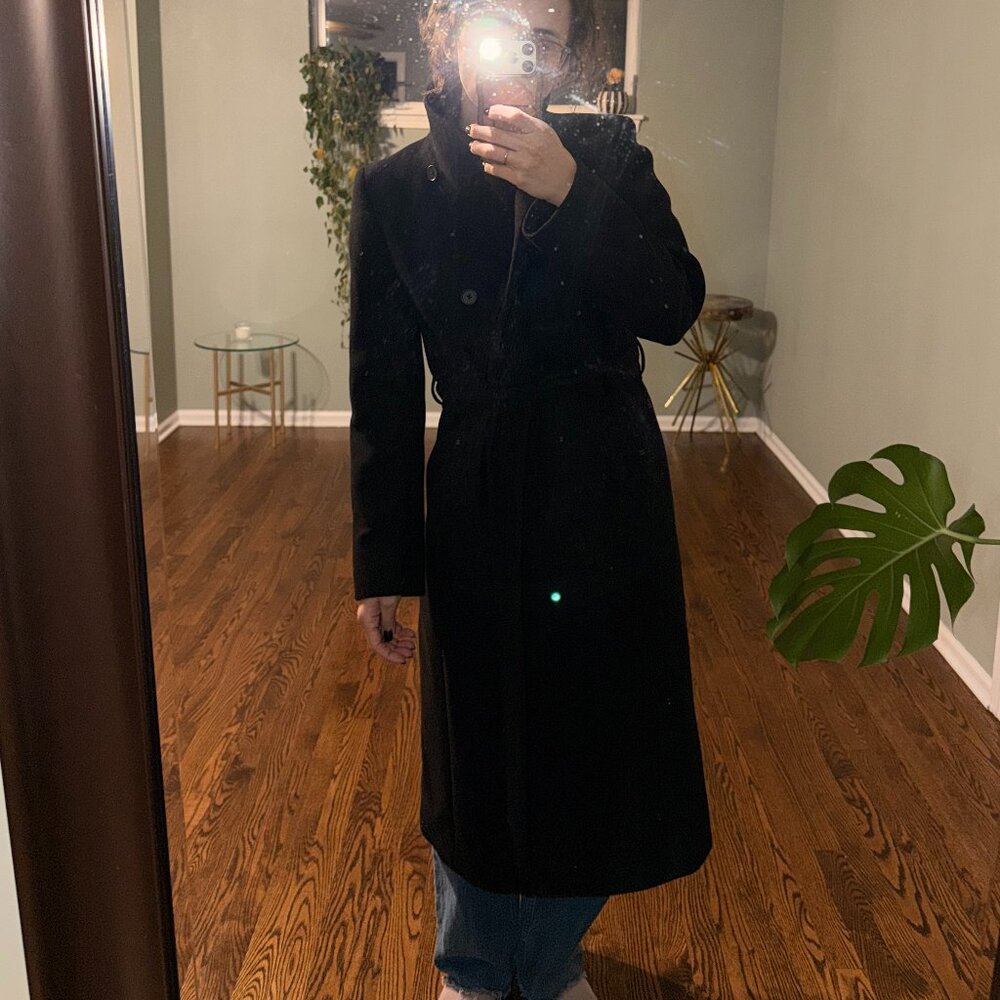 Babaton The Connor Coat – Black Virgin Wool Slim Fit